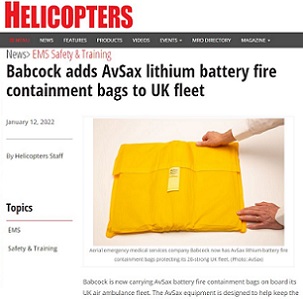 AvSax are now deployed on helicopters including air ambulances in the UK